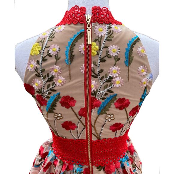 Bronx And Banco Ivanka Embroidered Ruffled Mini Dress Women’s Extra Small - Picture 8 of 10